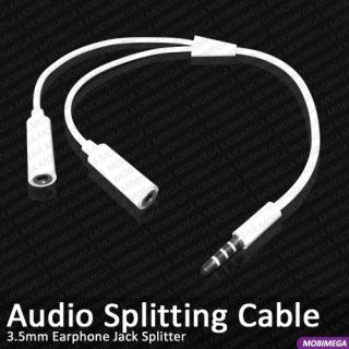 5mm Audio Splitting Cable Music Sharing Earphones Headphones Jack 