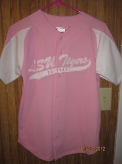 NWT LSU Tigers Louisanna Pink baseball jersey Girls 16 womans small 