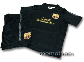 Kids Barcelona Messi Soccer Jersey Shorts Away Black Outfit Set Size M 