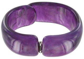 Clamp Bangle Bracelet Purple Lucite Chunky