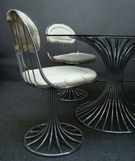 Bassett Mirror Mid Century Modern Platner Era Tulip Chrome 4 Chair 