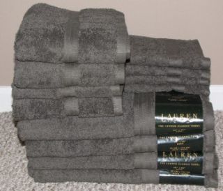 Ralph Lauren Classic Bath Towels Hand Towels Washcloths 12pc Gray New 