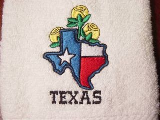   Rose of Texas Embroidered Hand or Bath Towels 1 or 2 Towels
