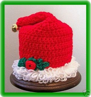Santas Hat Toilet Tissue Cover Handcrafted Crochet with Jingle Bell 