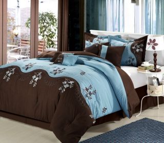 8PC Luxury Bedding Set Castle Rock Purple Black Beige Comforter Bed in 