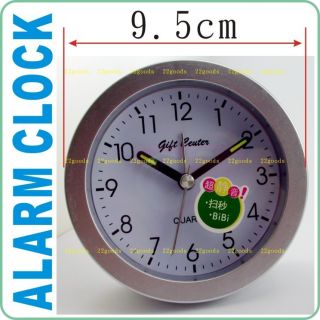 Alarm Clock Small Bedroom Desk Analogue Sliver Circle