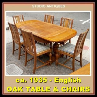 ENGLISH DINING SET Vintage AW LYN Kitchen TABLE & 6 CHAIRS 