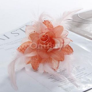 Women Feather Flower Hair Pin Headwear Brooch Bracelet 6 Colors U Pick 