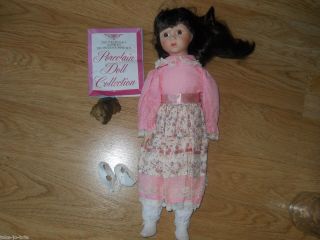 Heritage Mint 1989 Barbara Porcelain Doll with Dog Pretty Country 