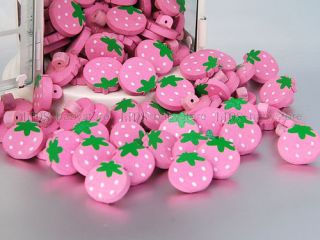10 wood pink strawbarry Sewing Buttons 18mm