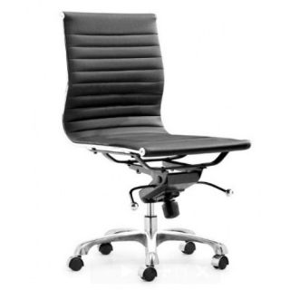 Modern Lider Armless Low Back Office Chair in Black Leatherette