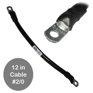 AWG #2/0 Black Battery Interconnect Cable 12 with 3/8 Lugs