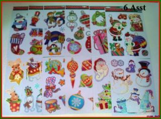 Christmas Window Clings Decoration 6 Piece 684 New