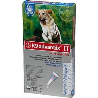 Bayer K9 Advantix II , 6 Pack For Dogs Over 55 lb, Genuine Original 