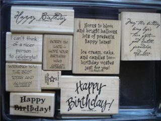 Stampin Up Stamp Set Birthday Greetings 9 Pieces Horns Late Birthday 