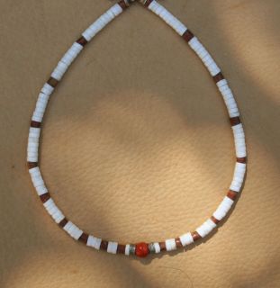 Surfer Genuine Coral African Bauxite Stone Shell Sport Necklace Mens 