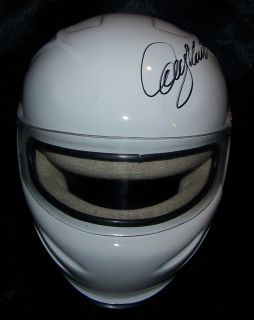 Denny Hamlin Autographed Mini White Bell Helmet w COA