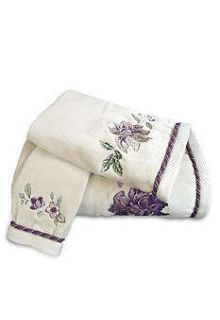   Garden Purple Plum Floral Emboridered Bath Hand or Tip Towel