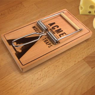 Oh Snap Beachwood Mouse Trap Cheese Board Slicer Knife Cutter 
