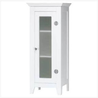 Charming Glass Doors White Bathroom Towel Storage Cabinet
