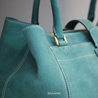 Loro Piana Bellevue Handbag Teal Green Nubuck Brand New