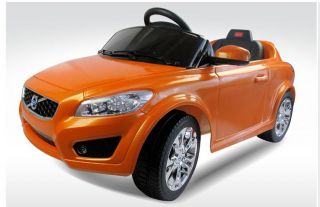 orange volvo ride on toy battery operated car for kids