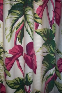 Beautiful Tropical Barkcloth Twin Bedspread with 2 Pair of Matching 