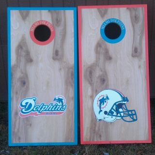   Dolphins Cornhole Boards 8 Cornfilled Bags Bean Bag Toss Game