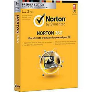 Norton 360 Premier 2013 Version 7 0 3PCs 25GB Storage New Retail Box w 