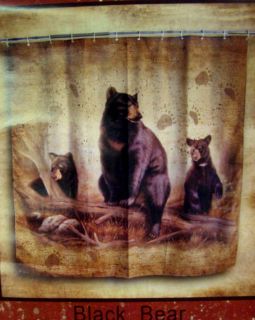 Lodge Cabin Rustic Decor Black Bear Shower Curtain