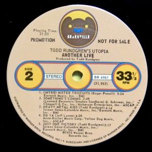 Todd Rundgrens Utopia   Another Live (1975) Vinyl LP ~ NM  BR 6961 