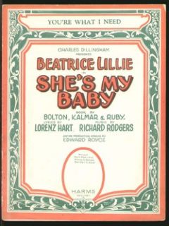   RODGERS/HART 1927 Youre What I Need BEA LILLIE Sheet Music