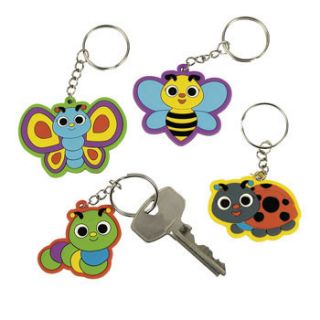 12PC LADYBUG BUMBLE BEE BUTTERFLY CATERPILLAR SPRING KEY CHAINS 