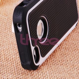 White Rubber Matte Heavy Duty Silicon 2in1 Hybrid Hard Case for iPhone 