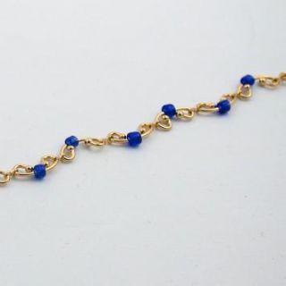 18K Gold EP Blue Bead Anklet Ankle Bracelet