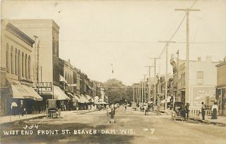 Wi Beaver Dam West End Front St Real Photo Early T26691
