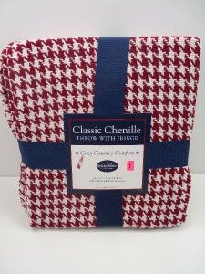   Chenille Throw With Fringe Red & White Berkshire Blanket Bedding