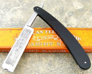   Black Handle Straight Folding Razor Knife Shaving Beard Tool