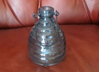 Vintage Blue Glass Beehive Design Bee Wasp Fly Trap Catcher