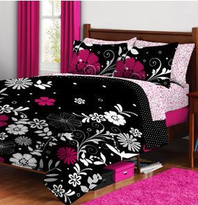 Pink and Black Bed in A Bag Black Pink White Bed in A Bag Full Size 