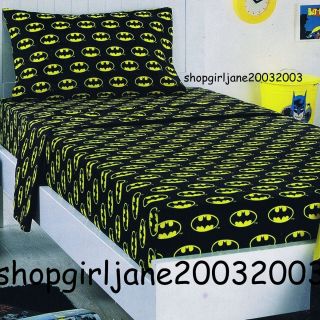   Batman Bat Signal Single Twin Bed Fitted Sheet Set Brand New