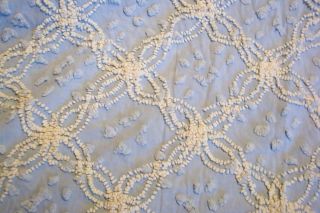 MSB Chenille Bedspread Fabric Blue Cabin Craft