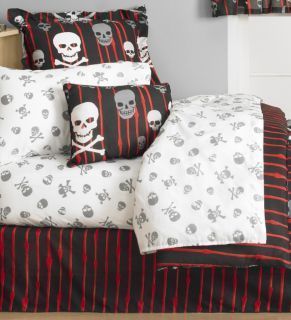 Skulls and Crossbone Total Bedding Set with Pillow and Valances Great 