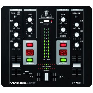 Behringer VMX100USB Pro 2 CH Rackmount DJ Mixer USB Audio Interface 