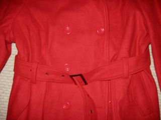 NEW Harve Benard Belted Pea Coat Jacket SIZE LARGE 14 16 Red