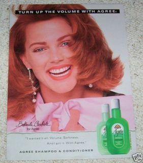 1987 Belinda Carlisle Agree Hair Shampoo Paper 1 PG Ad