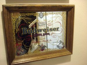 Vintage Budweiser Lager Beer Bar Mirror Pre King of Beers