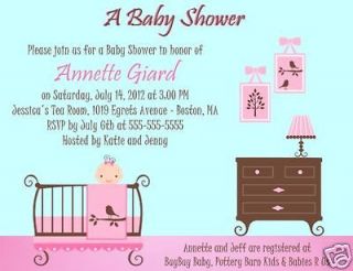   Baby Shower Pink Girl Invitations Elegant Modern **Fast Service