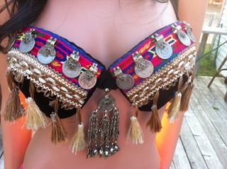 Kuchi Tribal Gypsy Fusion Old Antique Coin Belly Dance Bra C Cup Belt 