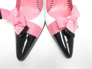Beverly Feldman Black Pink White Slingbacks Heels Sz 7
